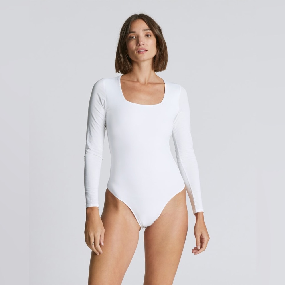 Everlane The Long-Sleeve Supima® Square-Neck Bodysuit NWT